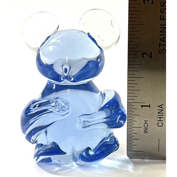 Fenton Style Blue Art Glass Koala Bear Figurine 2.5” Hand Blown Glass Animal - Picture 2 of 7